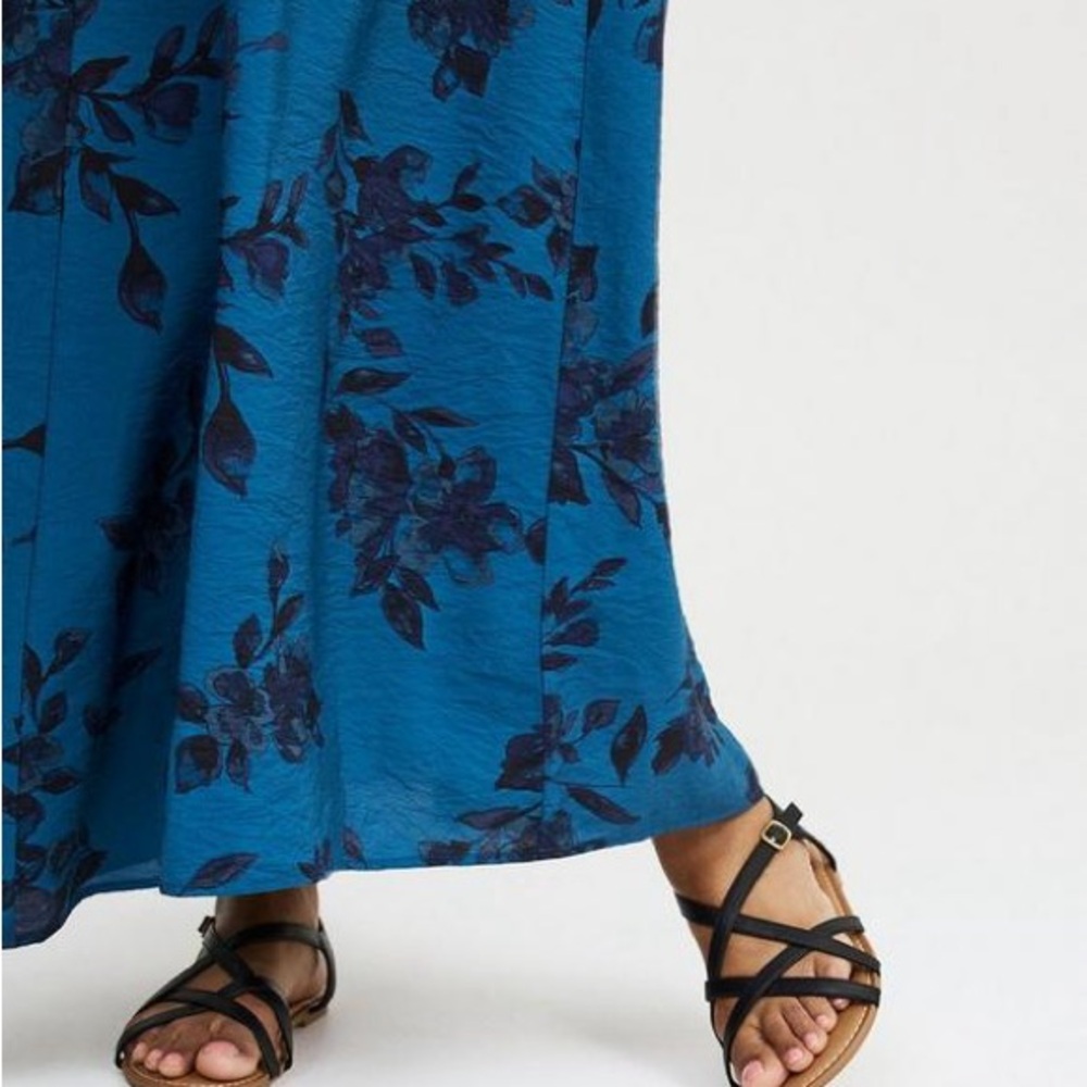 Torrid Trapeze Maxi Dress sz 0 Large Blurred Floral Legion Blue - Picture 5 of 11